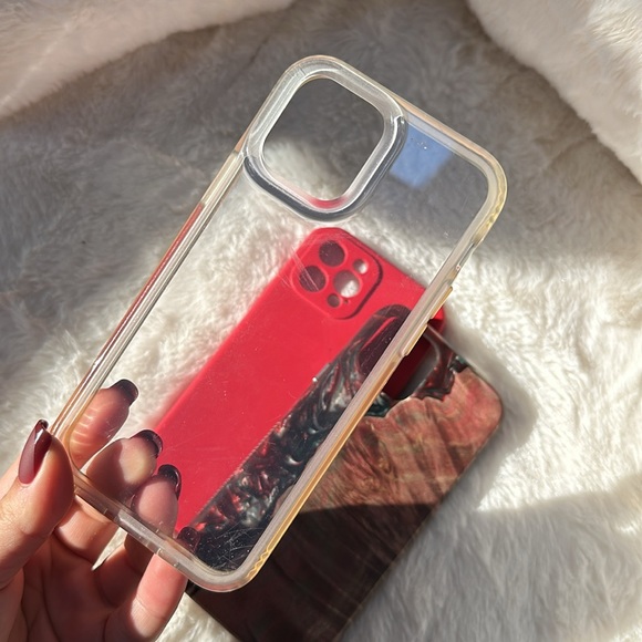 Set of 3 iPhone 12 Pro phone cases CARVED live edge MagSafe red and wood style - Picture 8 of 9